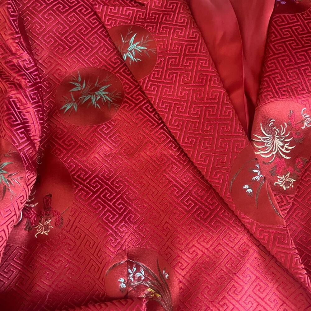 Y2K Asian Inspired Silk Blend Chinoiserie Floral Brocade Blazer Womens Size 10 - Picture 6 of 8
